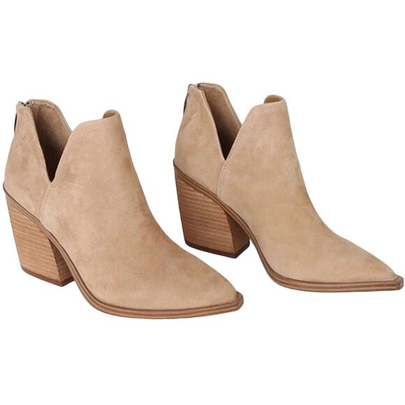 Vince Camuto Gigietta Taupe Ankle Boot Size 11 Suede Pointed Toe Cuban Heel New - Picture 2 of 7